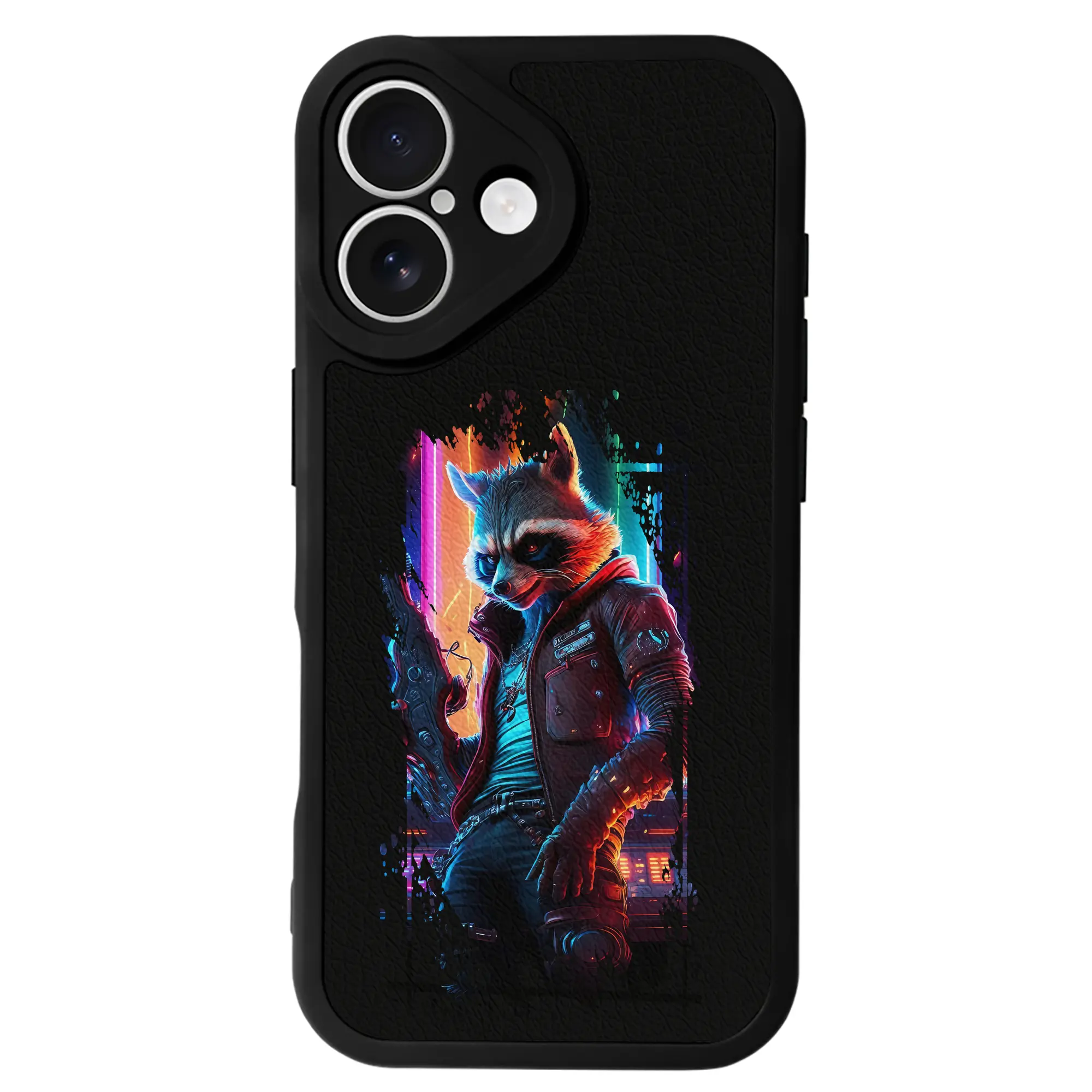 アベンジャーズ (Avenjāzu) グッズ ロケット(Roketto) - IPhone 16シリーズ対応 ・ シリコンスマホケース ・ レザー調 ・ 高精度フィット ・ 耐衝撃 ・ ワイヤレス充電対応 ・ 精密カット